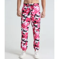 Online OUKU Men's Athletic Pants Sweatpants Joggers Trousers Pocket Drawstring Elastic Waist Camouflage Comfort Sports Outdoor Daily Fashion Casual Pink Red Micro-elastic