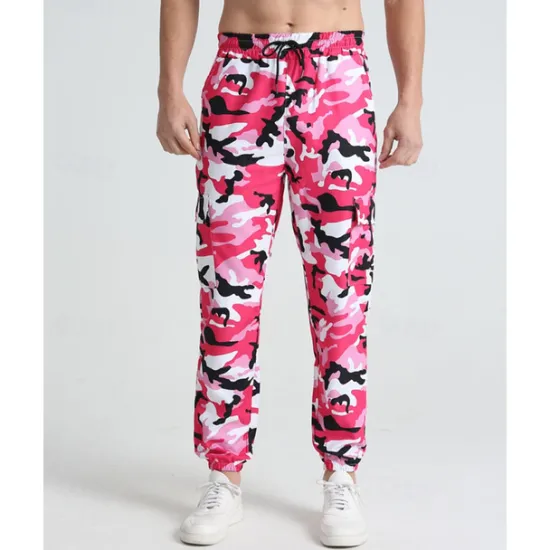 Online OUKU Men's Athletic Pants Sweatpants Joggers Trousers Pocket Drawstring Elastic Waist Camouflage Comfort Sports Outdoor Daily Fashion Casual Pink Red Micro-elastic