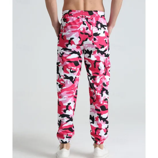 Online OUKU Men's Athletic Pants Sweatpants Joggers Trousers Pocket Drawstring Elastic Waist Camouflage Comfort Sports Outdoor Daily Fashion Casual Pink Red Micro-elastic