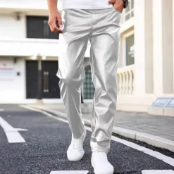 Hot OUKU Men's Athletic Pants Sweatpants Trousers Casual Pants Zipper Buttons Pocket Plain Comfort Sports Outdoor Daily Fashion Casual Silver Black Micro-elastic