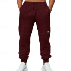 Clearance OUKU Men's Athletic Pants Sweatpants Joggers Trousers Pocket Drawstring Elastic Waist Plain Comfort Sports Outdoor Daily Fashion Casual ArmyGreen Wine Micro-elastic