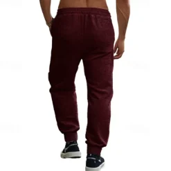 Clearance OUKU Men's Athletic Pants Sweatpants Joggers Trousers Pocket Drawstring Elastic Waist Plain Comfort Sports Outdoor Daily Fashion Casual ArmyGreen Wine Micro-elastic