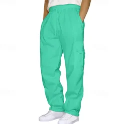 Clearance OUKU Men's Athletic Pants Sweatpants Trousers Pocket Drawstring Elastic Waist Plain Comfort Sports Outdoor Daily Fashion Casual Light Khaki Black Micro-elastic