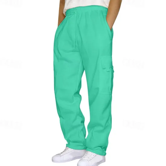 Clearance OUKU Men's Athletic Pants Sweatpants Trousers Pocket Drawstring Elastic Waist Plain Comfort Sports Outdoor Daily Fashion Casual Light Khaki Black Micro-elastic