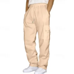 Clearance OUKU Men's Athletic Pants Sweatpants Trousers Pocket Drawstring Elastic Waist Plain Comfort Sports Outdoor Daily Fashion Casual Light Khaki Black Micro-elastic