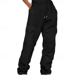 Clearance OUKU Men's Athletic Pants Sweatpants Trousers Pocket Drawstring Elastic Waist Plain Comfort Sports Outdoor Daily Fashion Casual Light Khaki Black Micro-elastic