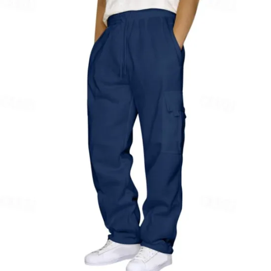 Clearance OUKU Men's Athletic Pants Sweatpants Trousers Pocket Drawstring Elastic Waist Plain Comfort Sports Outdoor Daily Fashion Casual Light Khaki Black Micro-elastic