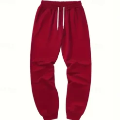 Clearance OUKU Men's Athletic Pants Sweatpants Joggers Trousers Pocket Drawstring Elastic Waist Plain Comfort Sports Outdoor Daily Fashion Casual Black Red Micro-elastic