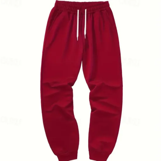 Clearance OUKU Men's Athletic Pants Sweatpants Joggers Trousers Pocket Drawstring Elastic Waist Plain Comfort Sports Outdoor Daily Fashion Casual Black Red Micro-elastic