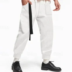 Sale OUKU Men's Athletic Pants Sweatpants Joggers Trousers Pocket Drawstring Elastic Waist Plain Comfort Sports Outdoor Daily Fashion Casual Black White Micro-elastic