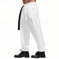 Sale OUKU Men's Athletic Pants Sweatpants Joggers Trousers Pocket Drawstring Elastic Waist Plain Comfort Sports Outdoor Daily Fashion Casual Black White Micro-elastic
