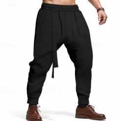 Sale OUKU Men's Athletic Pants Sweatpants Joggers Trousers Pocket Drawstring Elastic Waist Plain Comfort Sports Outdoor Daily Fashion Casual Black White Micro-elastic