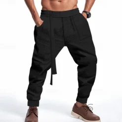 Sale OUKU Men's Athletic Pants Sweatpants Joggers Trousers Pocket Drawstring Elastic Waist Plain Comfort Sports Outdoor Daily Fashion Casual Black White Micro-elastic