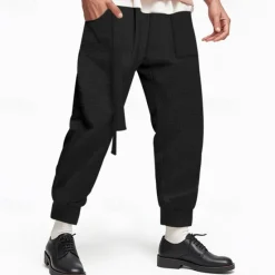Sale OUKU Men's Athletic Pants Sweatpants Joggers Trousers Pocket Drawstring Elastic Waist Plain Comfort Sports Outdoor Daily Fashion Casual Black White Micro-elastic