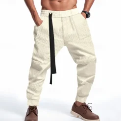 Sale OUKU Men's Athletic Pants Sweatpants Joggers Trousers Pocket Drawstring Elastic Waist Plain Comfort Sports Outdoor Daily Fashion Casual Black White Micro-elastic