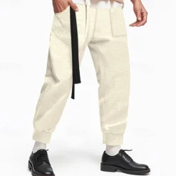 Sale OUKU Men's Athletic Pants Sweatpants Joggers Trousers Pocket Drawstring Elastic Waist Plain Comfort Sports Outdoor Daily Fashion Casual Black White Micro-elastic