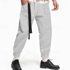 Sale OUKU Men's Athletic Pants Sweatpants Joggers Trousers Pocket Drawstring Elastic Waist Plain Comfort Sports Outdoor Daily Fashion Casual Black White Micro-elastic