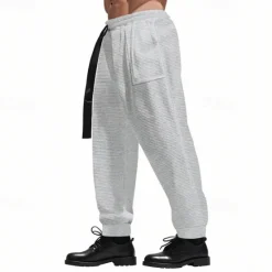Sale OUKU Men's Athletic Pants Sweatpants Joggers Trousers Pocket Drawstring Elastic Waist Plain Comfort Sports Outdoor Daily Fashion Casual Black White Micro-elastic