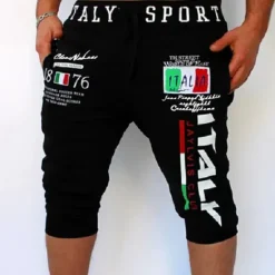 Hot OUKU Men's Athletic Pants Sweatpants Capri Pants Drawstring Print Letter Sports Outdoor Weekend Streetwear Stylish Black White Micro-elastic