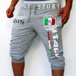 Hot OUKU Men's Athletic Pants Sweatpants Capri Pants Drawstring Print Letter Sports Outdoor Weekend Streetwear Stylish Black White Micro-elastic