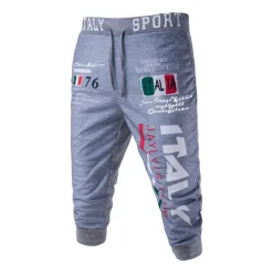 Hot OUKU Men's Athletic Pants Sweatpants Capri Pants Drawstring Print Letter Sports Outdoor Weekend Streetwear Stylish Black White Micro-elastic