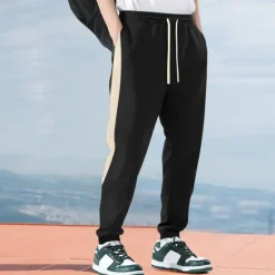 Clearance OUKU Men's Athletic Pants Sweatpants Joggers Trousers Pocket Drawstring Elastic Waist Color Block Comfort Sports Outdoor Daily Fashion Casual Black Blue Micro-elastic