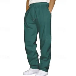 Best OUKU Men's Athletic Pants Sweatpants Trousers Pocket Drawstring Elastic Waist Plain Comfort Sports Outdoor Daily Fashion Casual Black Yellow Micro-elastic