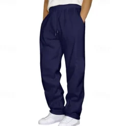 Best OUKU Men's Athletic Pants Sweatpants Trousers Pocket Drawstring Elastic Waist Plain Comfort Sports Outdoor Daily Fashion Casual Black Yellow Micro-elastic