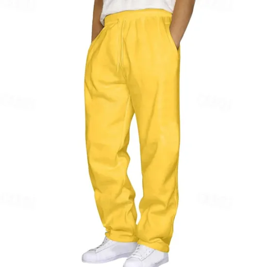 Best OUKU Men's Athletic Pants Sweatpants Trousers Pocket Drawstring Elastic Waist Plain Comfort Sports Outdoor Daily Fashion Casual Black Yellow Micro-elastic