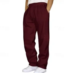 Best OUKU Men's Athletic Pants Sweatpants Trousers Pocket Drawstring Elastic Waist Plain Comfort Sports Outdoor Daily Fashion Casual Black Yellow Micro-elastic