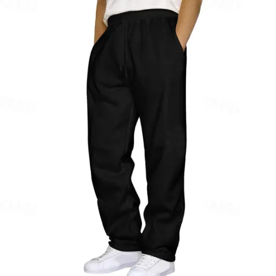 Best OUKU Men's Athletic Pants Sweatpants Trousers Pocket Drawstring Elastic Waist Plain Comfort Sports Outdoor Daily Fashion Casual Black Yellow Micro-elastic