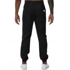 Online OUKU Men's Athletic Pants Trousers Jogging Pants Pocket Drawstring Elastic Waist Plain Comfort Sports Outdoor Daily Fashion Casual ArmyGreen Black Micro-elastic