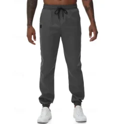 Online OUKU Men's Athletic Pants Trousers Jogging Pants Pocket Drawstring Elastic Waist Plain Comfort Sports Outdoor Daily Fashion Casual ArmyGreen Black Micro-elastic