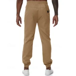Online OUKU Men's Athletic Pants Trousers Jogging Pants Pocket Drawstring Elastic Waist Plain Comfort Sports Outdoor Daily Fashion Casual ArmyGreen Black Micro-elastic