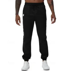 Online OUKU Men's Athletic Pants Trousers Jogging Pants Pocket Drawstring Elastic Waist Plain Comfort Sports Outdoor Daily Fashion Casual ArmyGreen Black Micro-elastic