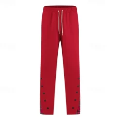 Hot OUKU Men's Athletic Pants Wide Leg Sweatpants Trousers Pocket Drawstring Elastic Waist Plaid Comfort Sports Outdoor Daily Fashion Casual Black White Micro-elastic