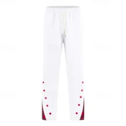 Hot OUKU Men's Athletic Pants Wide Leg Sweatpants Trousers Pocket Drawstring Elastic Waist Plaid Comfort Sports Outdoor Daily Fashion Casual Black White Micro-elastic