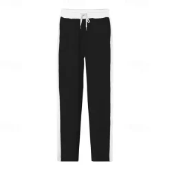Hot OUKU Men's Athletic Pants Wide Leg Sweatpants Trousers Pocket Drawstring Elastic Waist Color Block Comfort Sports Outdoor Daily Fashion Casual Black Red Micro-elastic