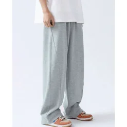 Clearance OUKU Men's Athletic Pants Wide Leg Sweatpants Trousers Drawstring Elastic Waist Plain Comfort Breathable Casual Daily Holiday Sports Fashion Dark Brown Black