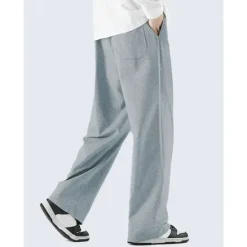 Clearance OUKU Men's Athletic Pants Wide Leg Sweatpants Trousers Drawstring Elastic Waist Plain Comfort Breathable Casual Daily Holiday Sports Fashion Dark Brown Black