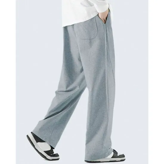 Clearance OUKU Men's Athletic Pants Wide Leg Sweatpants Trousers Drawstring Elastic Waist Plain Comfort Breathable Casual Daily Holiday Sports Fashion Dark Brown Black