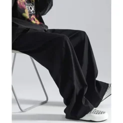 Clearance OUKU Men's Athletic Pants Wide Leg Sweatpants Trousers Drawstring Elastic Waist Plain Comfort Breathable Casual Daily Holiday Sports Fashion Dark Brown Black