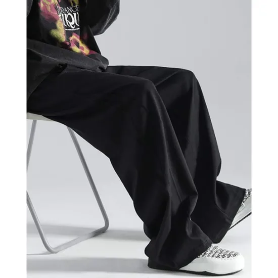 Clearance OUKU Men's Athletic Pants Wide Leg Sweatpants Trousers Drawstring Elastic Waist Plain Comfort Breathable Casual Daily Holiday Sports Fashion Dark Brown Black