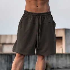 Clearance OUKU Men's Athletic Shorts Active Shorts Sweat Shorts Pocket Plain Comfort Breathable Outdoor Daily Going out 100% Cotton Fashion Casual Black Brown