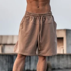 Clearance OUKU Men's Athletic Shorts Active Shorts Sweat Shorts Pocket Plain Comfort Breathable Outdoor Daily Going out 100% Cotton Fashion Casual Black Brown