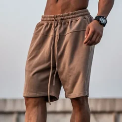 Clearance OUKU Men's Athletic Shorts Active Shorts Sweat Shorts Pocket Plain Comfort Breathable Outdoor Daily Going out 100% Cotton Fashion Casual Black Brown
