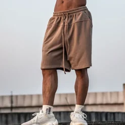 Clearance OUKU Men's Athletic Shorts Active Shorts Sweat Shorts Pocket Plain Comfort Breathable Outdoor Daily Going out 100% Cotton Fashion Casual Black Brown