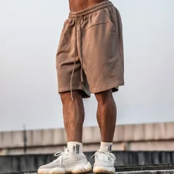 Clearance OUKU Men's Athletic Shorts Active Shorts Sweat Shorts Pocket Plain Comfort Breathable Outdoor Daily Going out 100% Cotton Fashion Casual Black Brown