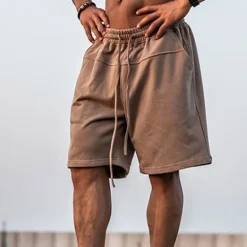 Clearance OUKU Men's Athletic Shorts Active Shorts Sweat Shorts Pocket Plain Comfort Breathable Outdoor Daily Going out 100% Cotton Fashion Casual Black Brown