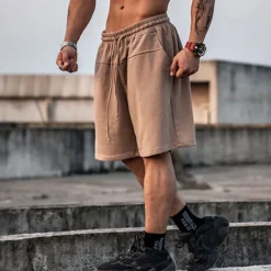 Clearance OUKU Men's Athletic Shorts Active Shorts Sweat Shorts Pocket Plain Comfort Breathable Outdoor Daily Going out 100% Cotton Fashion Casual Black Brown